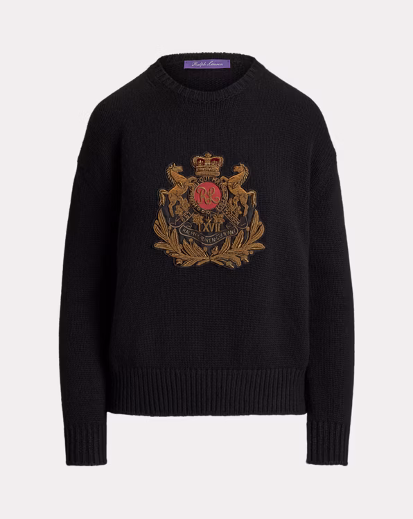 Embroidered Crest Cashmere Jumper