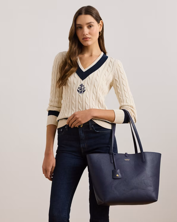 Faux-Leather Large Reversible Tote Bag