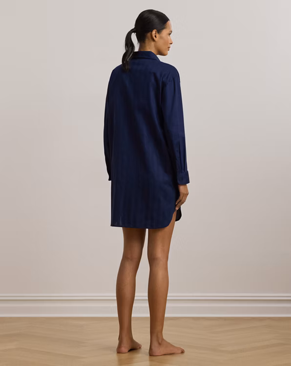 Shadow-Stripe Cotton Sleep Shirt