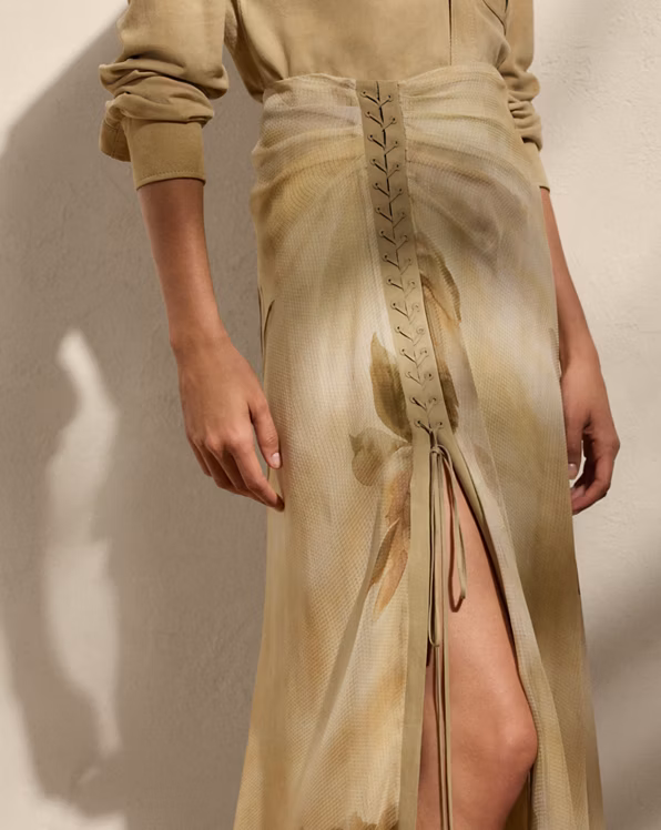 Odera Floral Silk Gauze Maxiskirt