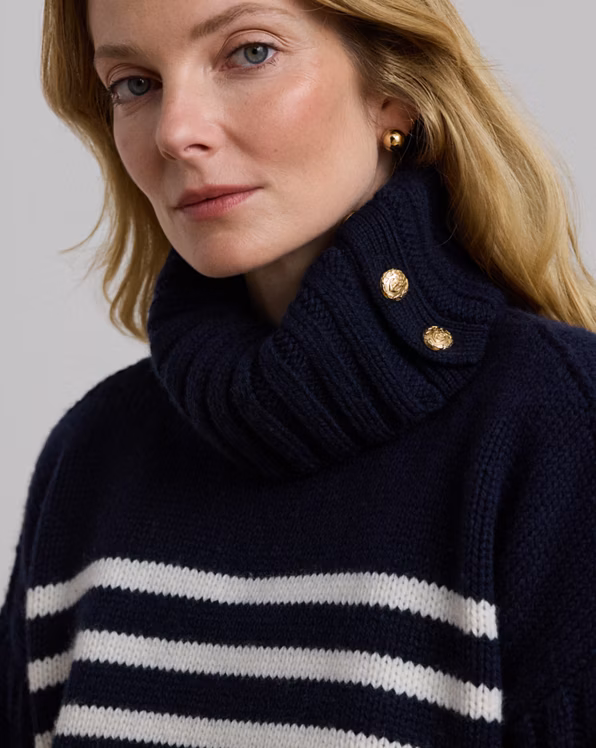 Striped Wool-Blend Rollneck Jumper