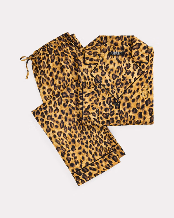 Leopard-Print Sateen Sleep Set