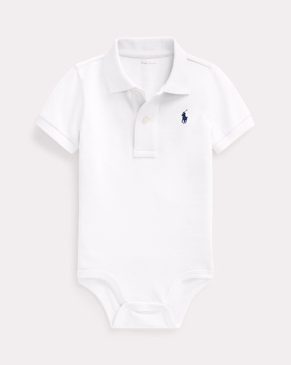 Cotton Mesh Polo Bodysuit