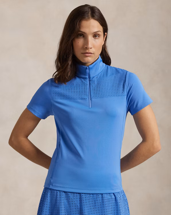 Paneled Quarter-Zip Short-Sleeve Shirt