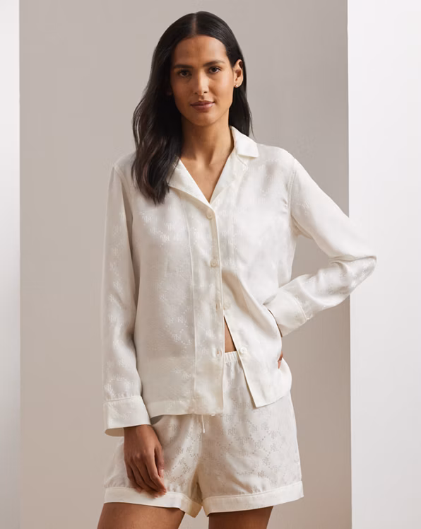 Logo Silk Satin Jacquard Boxer Sleep Set