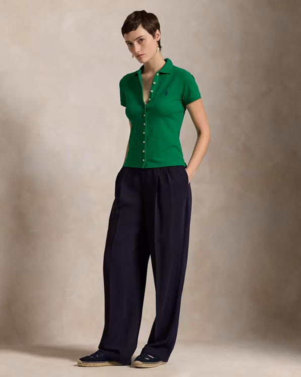 Buttoned-Placket Polo Shirt