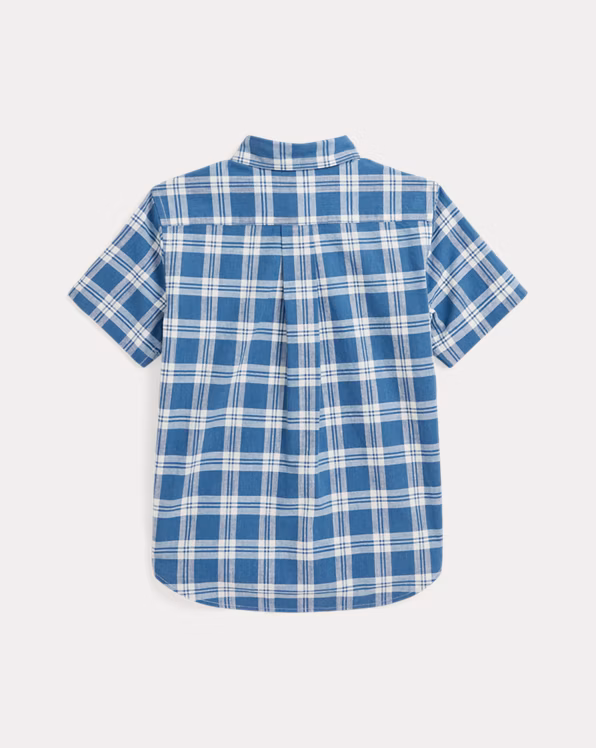 Plaid Cotton Short-Sleeve Shirt