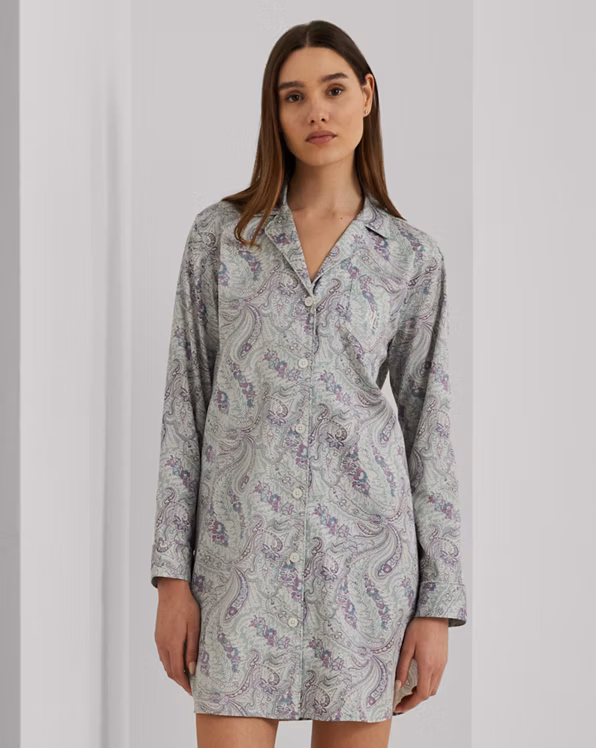 Paisley Cotton-Blend Sateen Sleep Shirt