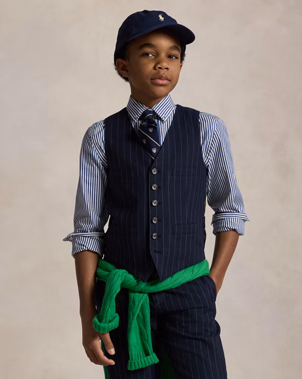 Rope-Stripe Cotton-Silk Suit Waistcoat