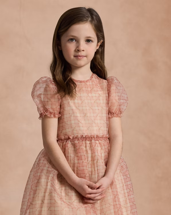 Floral Plaid Organza Dress