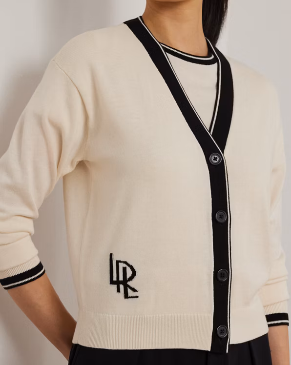 Two-Tone Cotton-Blend Cardigan