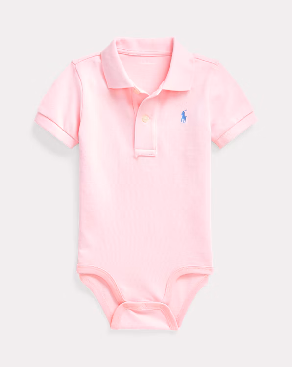 Cotton Mesh Polo Bodysuit