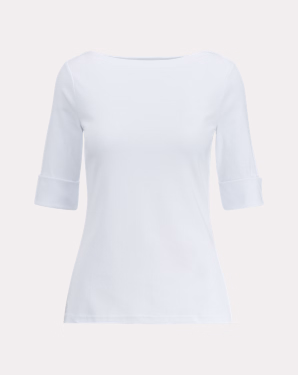 Stretch Cotton Boatneck Tee