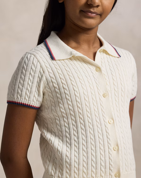 Mini-Cable Cotton Cardigan and Skirt Set