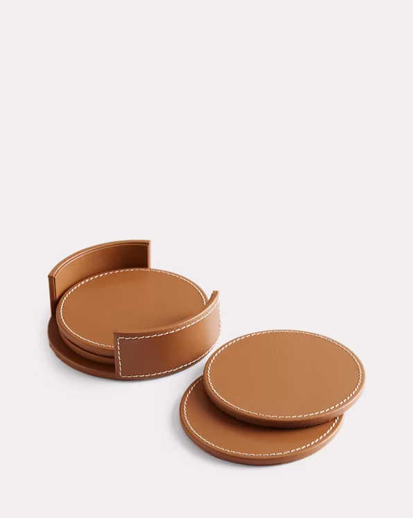 Wyatt Leather Coaster Set