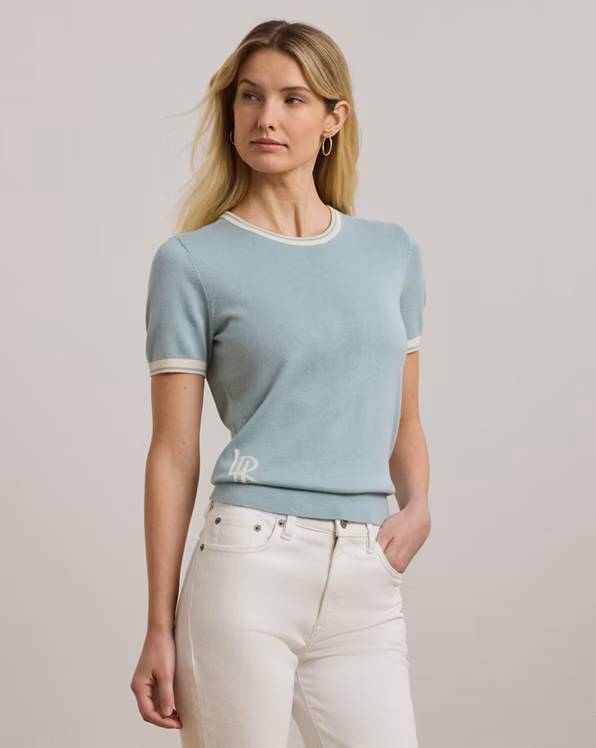 Two-Tone Short-Sleeve Jumper