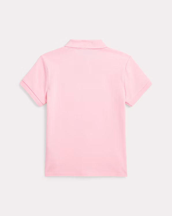 Button-Front Stretch Mesh Polo Shirt