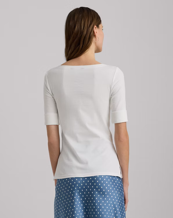 Stretch Cotton Boatneck Tee