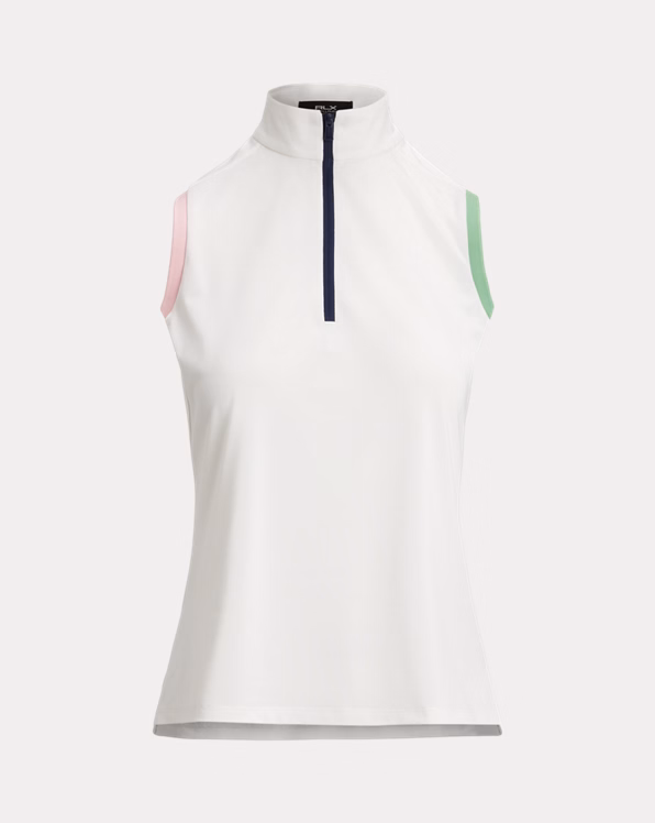 Slim Fit Sleeveless Quarter-Zip Polo