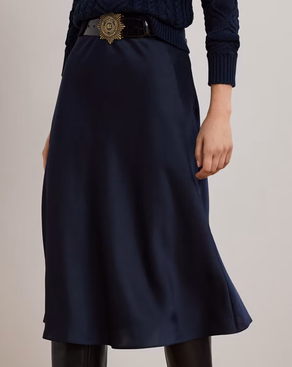 Satin Charmeuse Midi Skirt