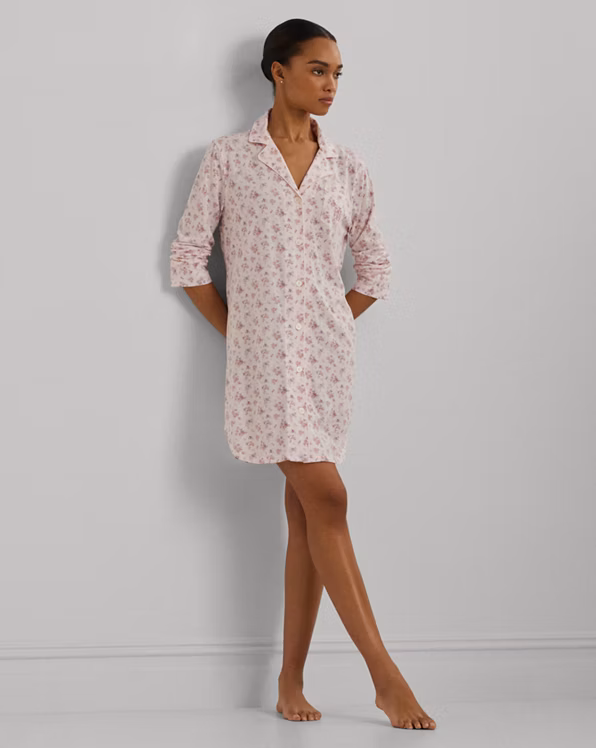 Floral Cotton-Blend Jersey Sleep Shirt