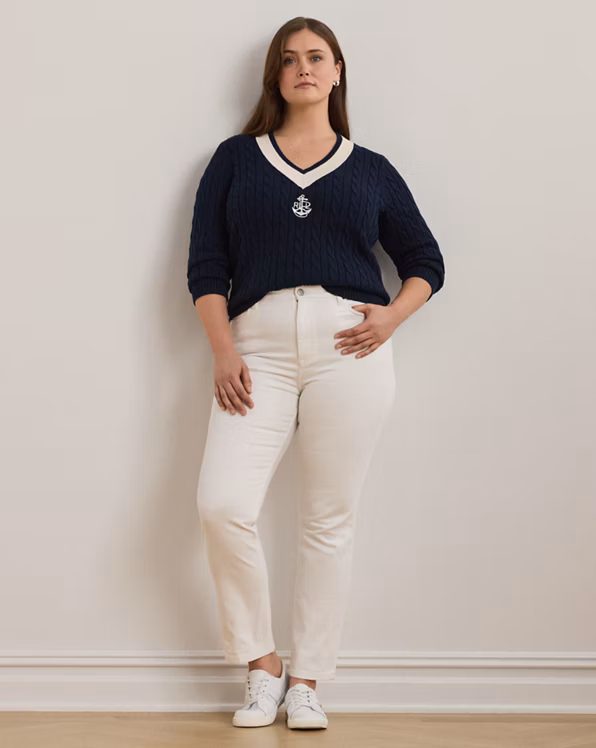 Cable-Knit Cotton Cricket Jumper