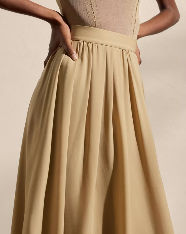 Kynlee Pleated Silk Georgette Skirt