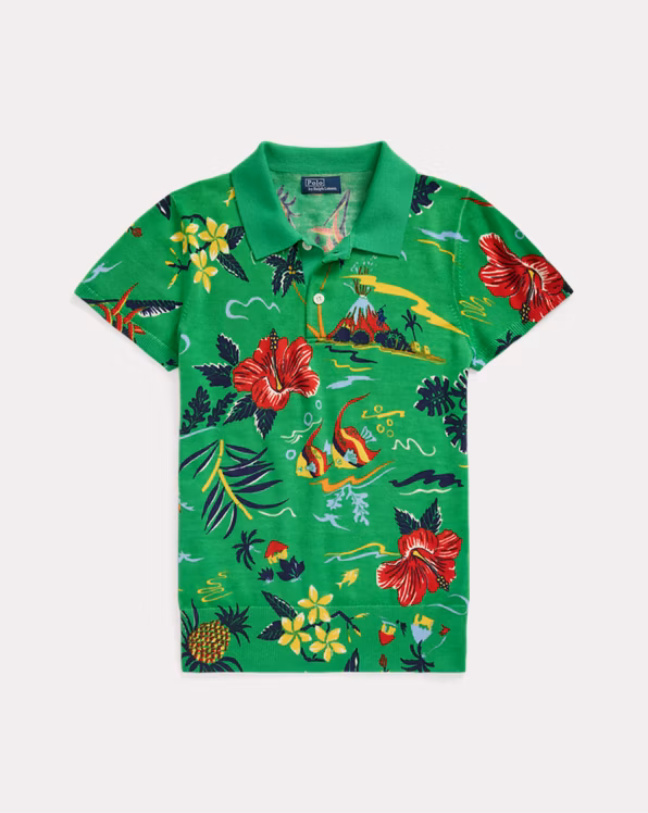 Floral Knit Wool Polo Shirt