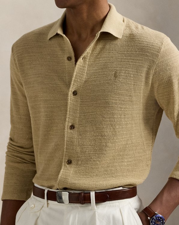 Textured Cotton-Linen Shirt Jumper