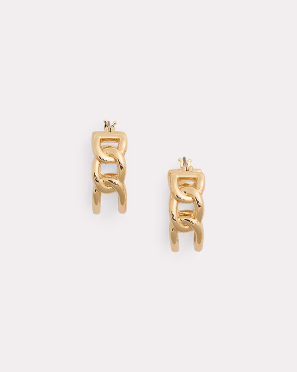 Gold-Plated Link Hoop Earrings