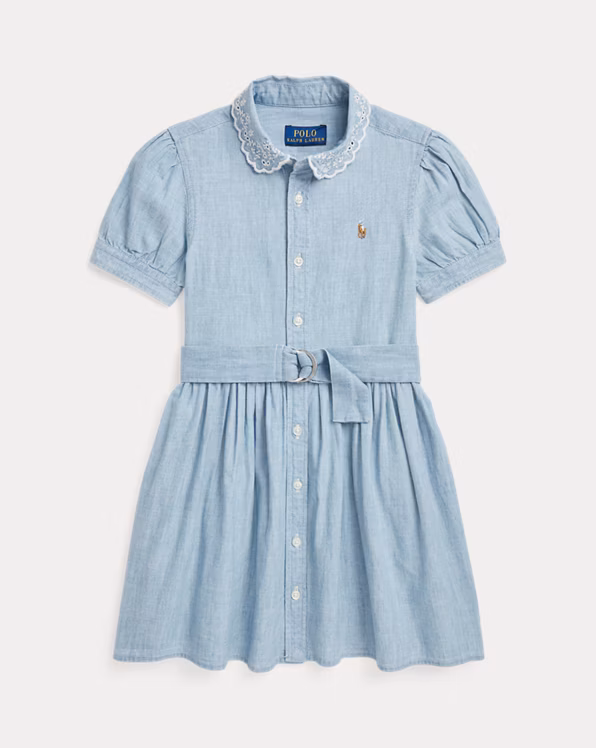 Belted Indigo Chambray Shirtdress