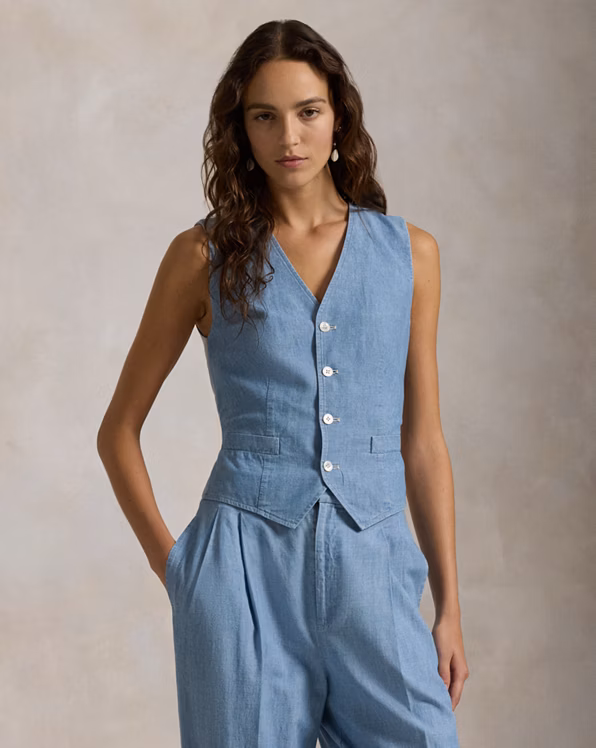 Cotton Chambray Waistcoat