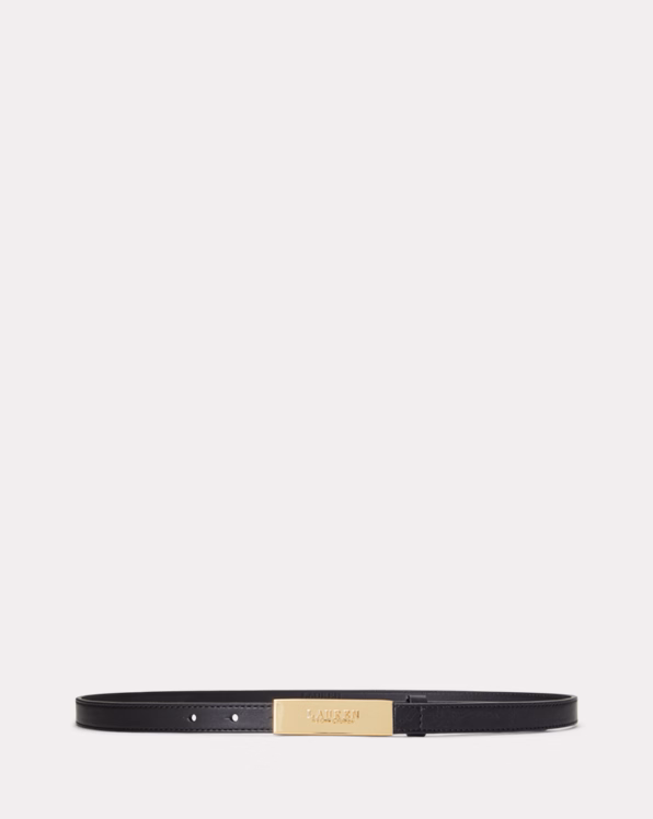 Logo Leather Skinny Belt