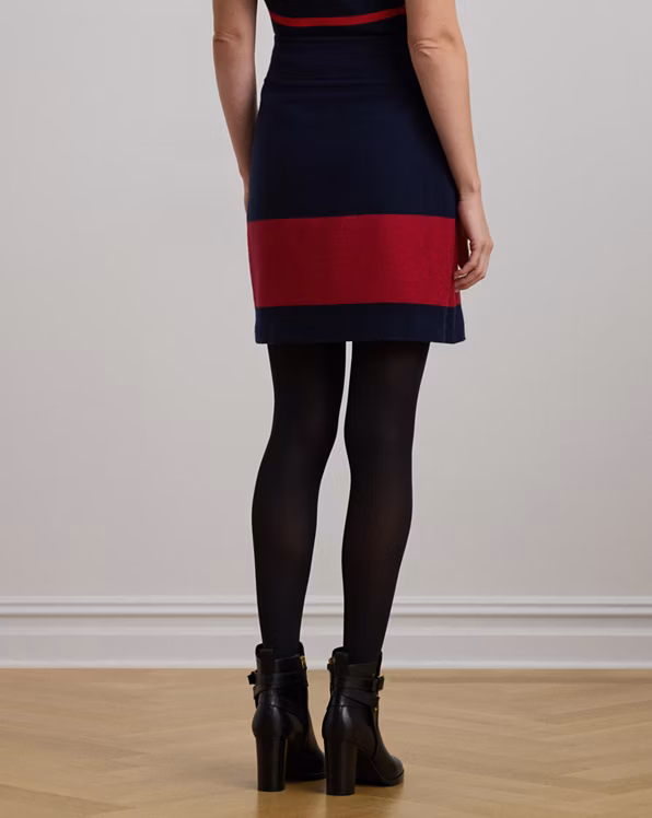 Two-Tone Fringe-Trim Miniskirt