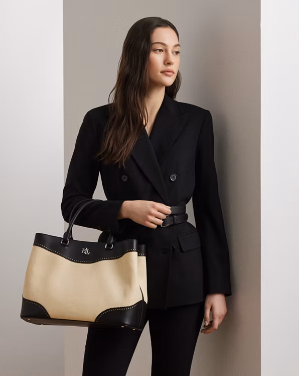 Straw & Leather Large Marcy Satchel