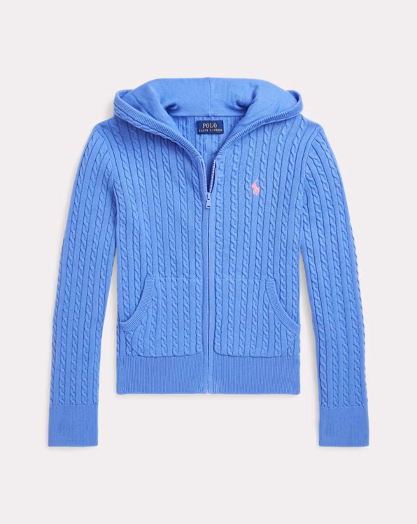 Mini-Cable Cotton Full-Zip Hoodie