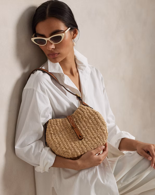 Polo ID Raffia Small Shoulder Bag