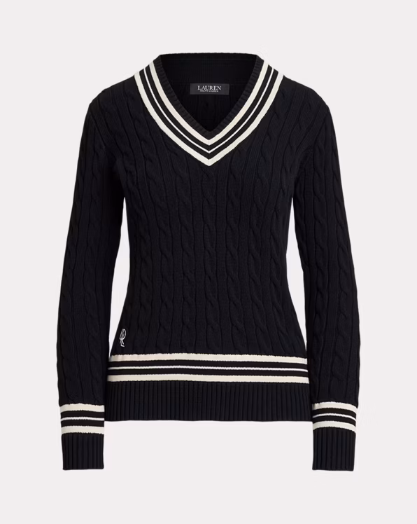 Cable-Knit Cotton Cricket Jumper
