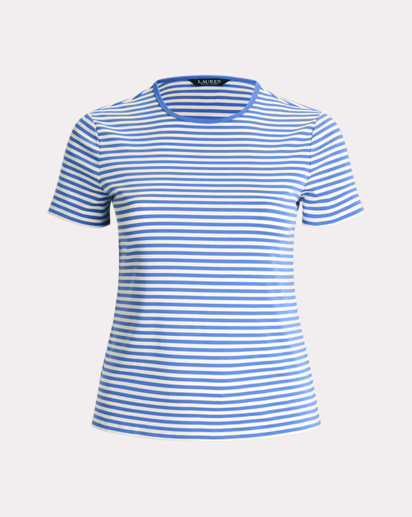 Striped Stretch Cotton Crewneck Tee