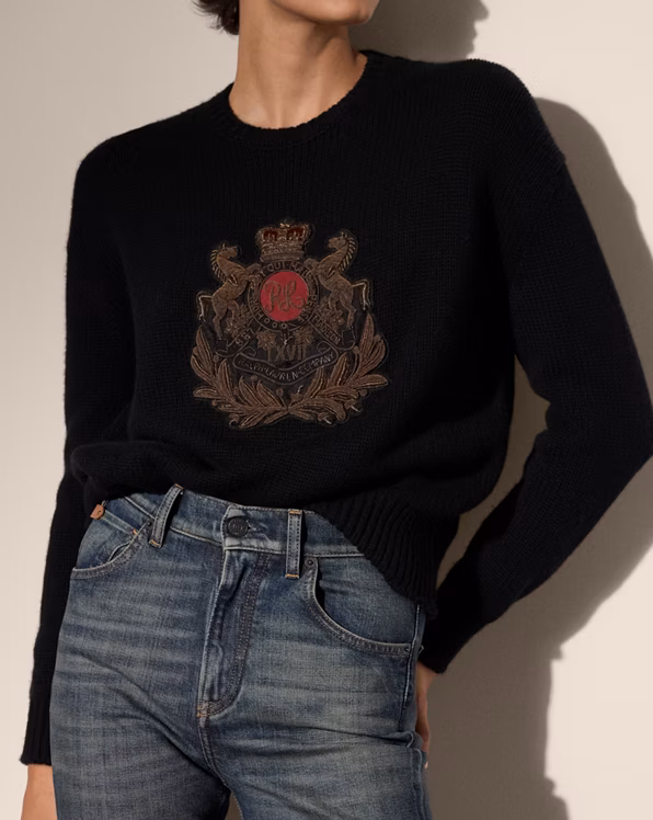 Embroidered Crest Cashmere Jumper