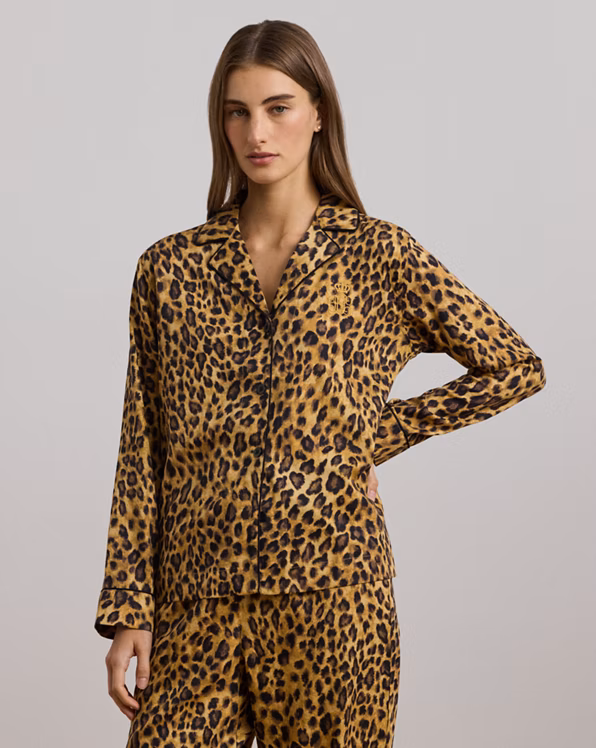Leopard-Print Sateen Sleep Set