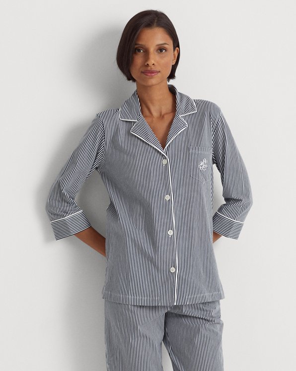 Striped Cotton Jersey Capri Sleep Set