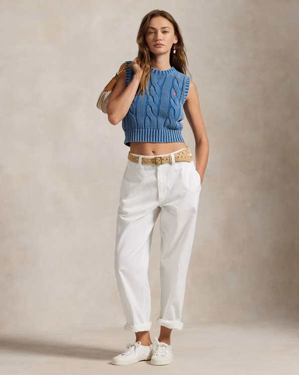 Cable-Knit Cotton Sleeveless Jumper