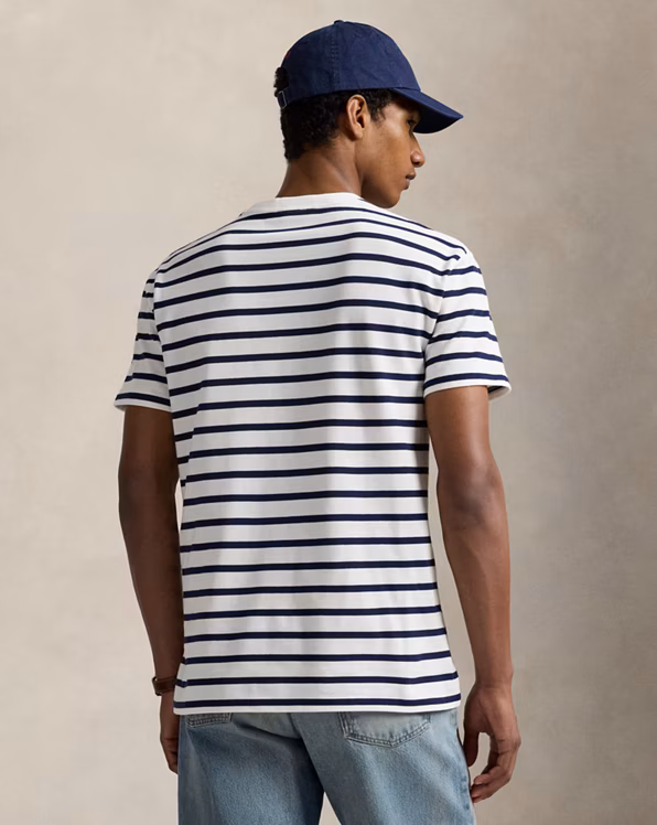 Classic Fit Striped Mesh T-Shirt