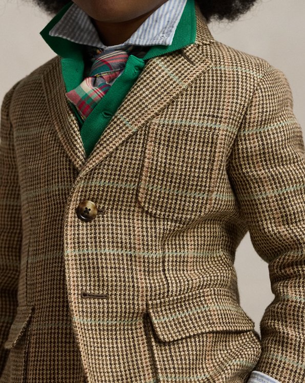 Linen-Silk Herringbone Blazer