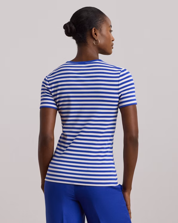 Striped Stretch Cotton Crewneck Tee
