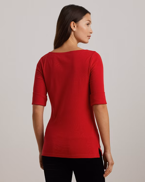 Stretch Cotton Boatneck Tee