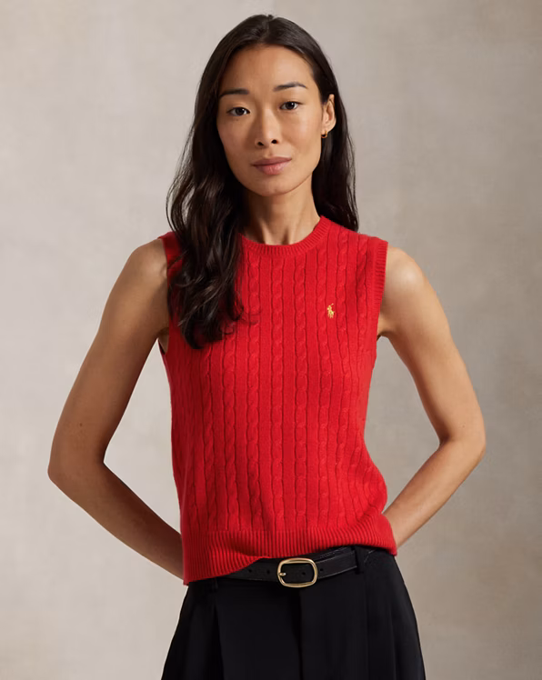 Cable Wool-Cashmere Sleeveless Jumper
