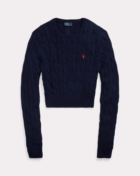 Cable-Knit Cotton Cropped Jumper