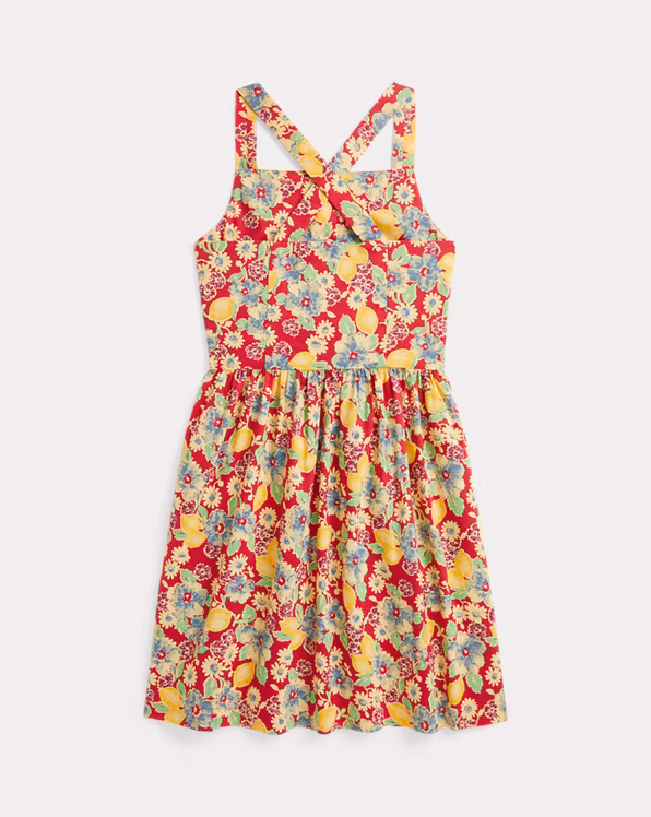 Lemon-Floral Slub Cotton Dress